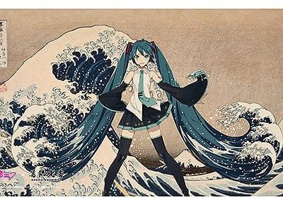 Hatsune Miku x Katsushika Hokusai iXima Desk Mat The Great Wave off Kanagawa/Fine Wind, Clear Morning