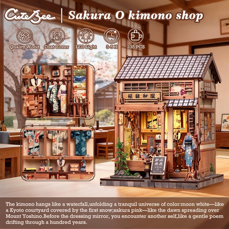 Miniature House Model Kit Sakura O Kimono Shop 19 x 14 cm - Image 14