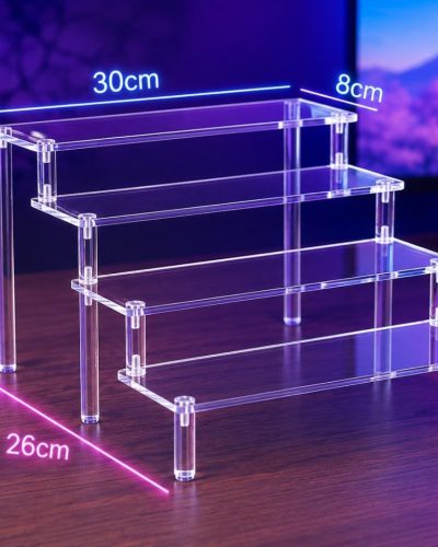 4-Tier Acrylic Display Stand for Anime Figures & Minifigures (30x26x20 cm) – Clear Riser Shelf