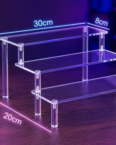 3-Tier Acrylic Display Stand for Anime Figures & Minifigures (30x20x15 cm) – Clear Riser Shelf