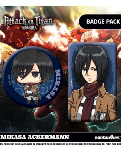 Attack on Titan Badges 2-Pack Mikasa Ackermann
