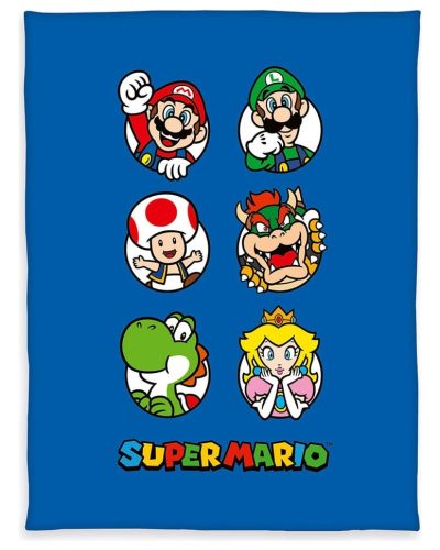 Super Mario Fleece Blanket blue 150 x 290 cm